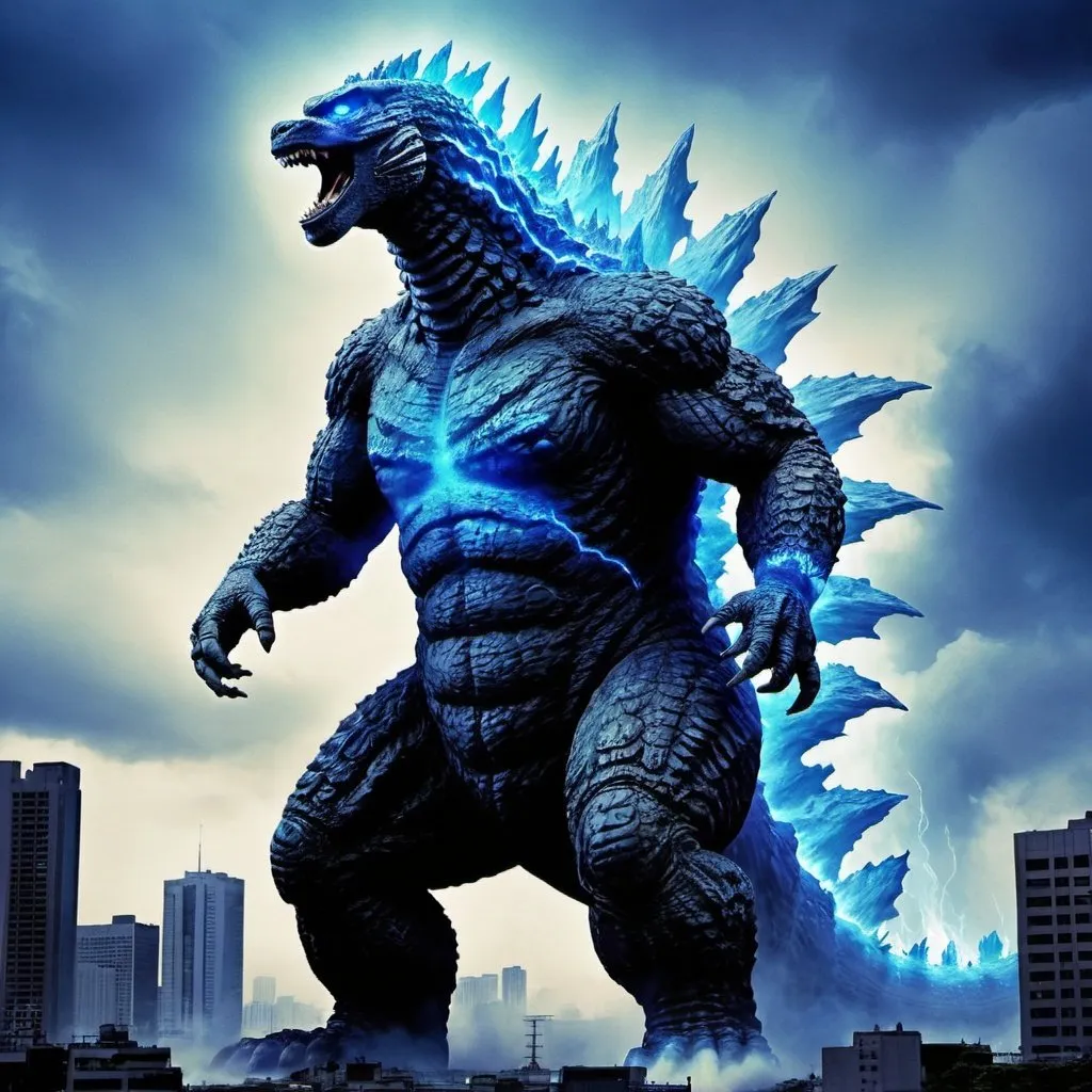 Prompt: godzilla blue radiation
