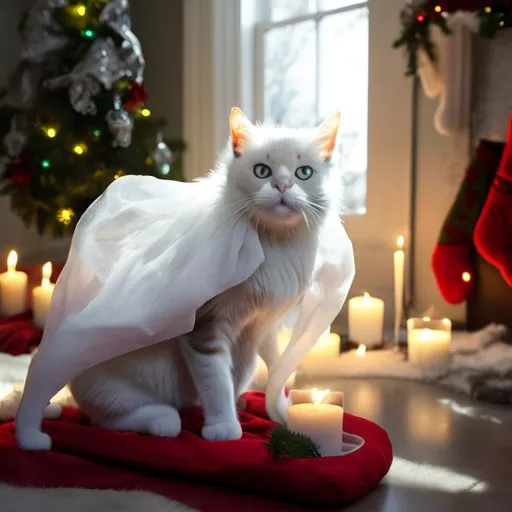 Prompt: Cat as Ghost of Christmas Past