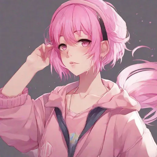 Prompt: Anime, girl, Full Body, pink hair, trans, gay, 