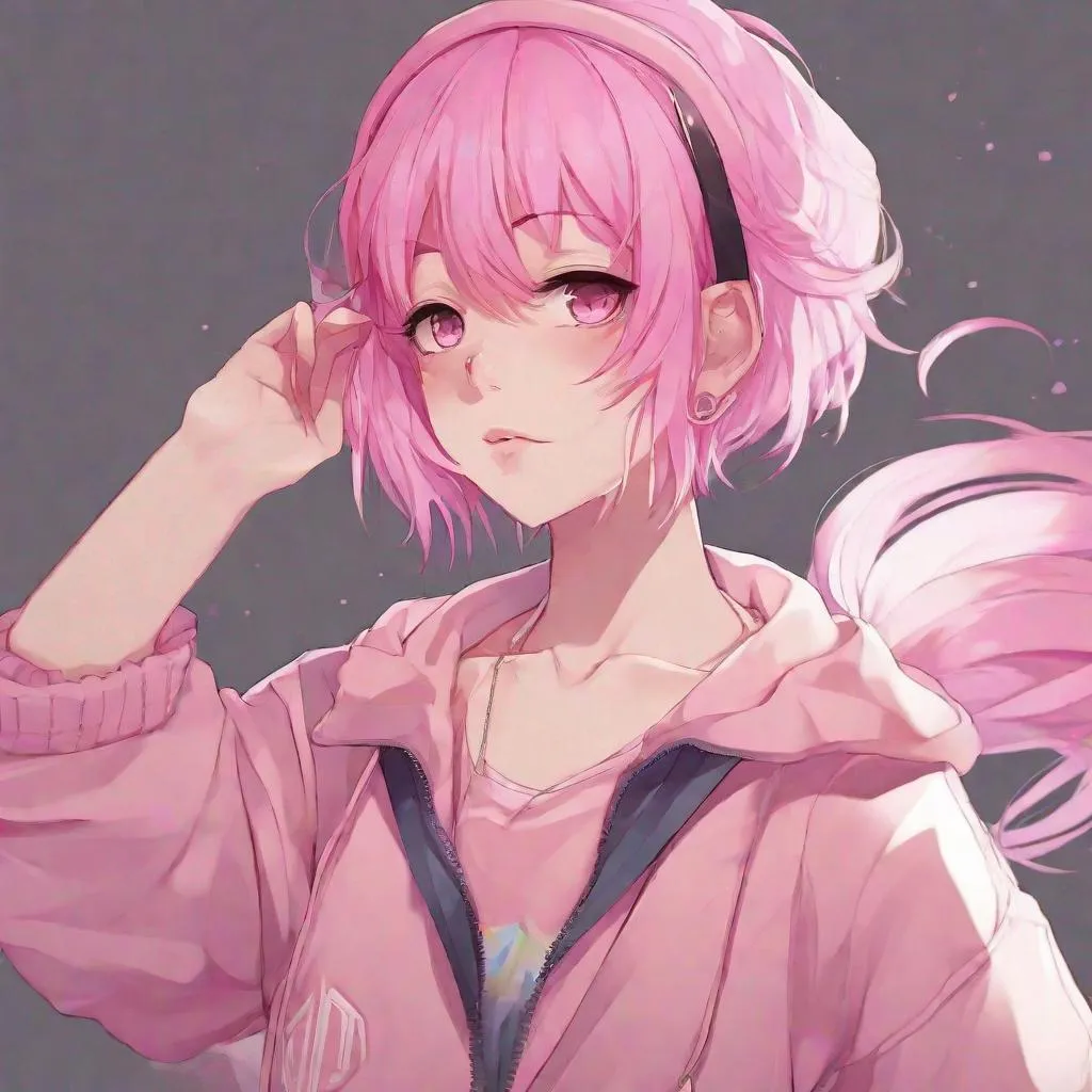 Anime, girl, Full Body, pink hair, trans, gay,