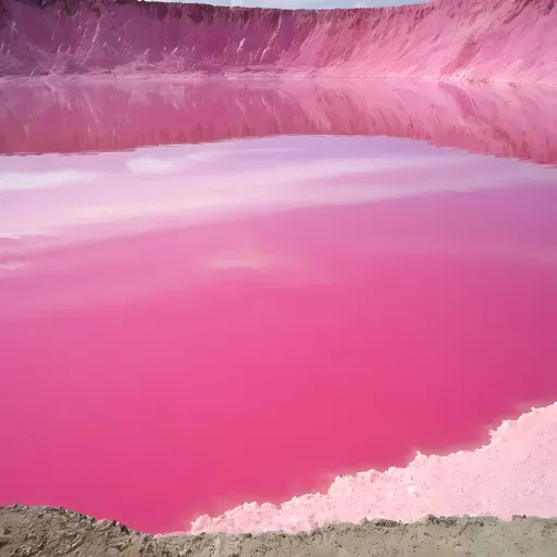 Prompt: A pink lake.