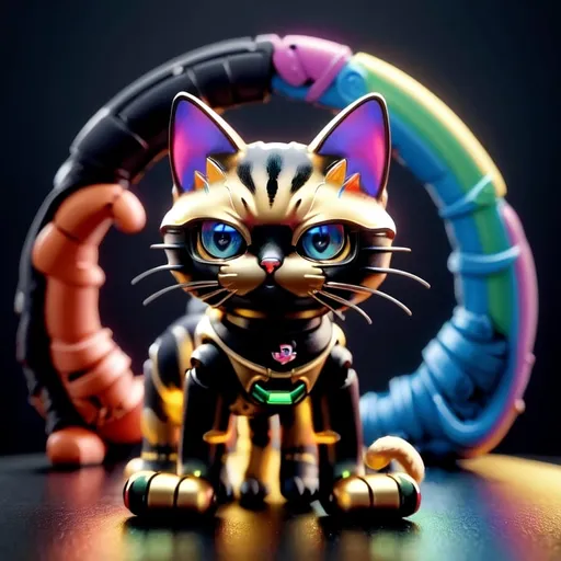 Prompt: Cat, car, robot, rainbow