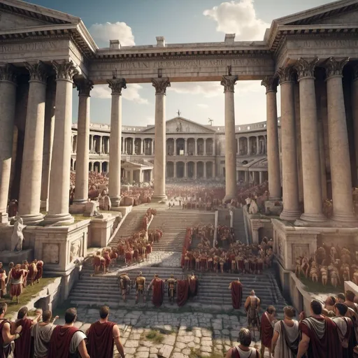 Prompt: Epic Roman society with lots of people and other majestic buildings. Make it adjustable for windows background.