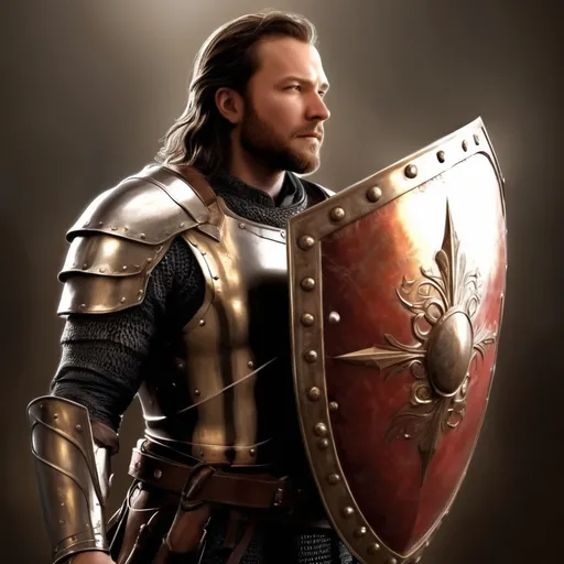Prompt: Tengo un escudo el cual es dirigido por el amor la valentía y la fé es tan hermoso que le doy gracias a My creador 