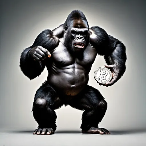 Prompt: A  angry Gorilla with a coin