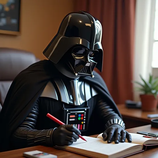 Prompt: Darth Vadar is journaling his day