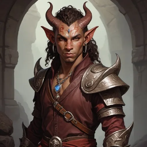 Prompt: male Light Skinned Dragonborn Tiefling Sorceror
