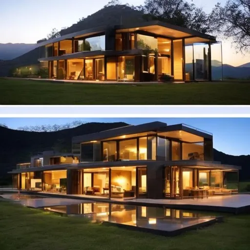 Prompt: Off the grid luxury houses