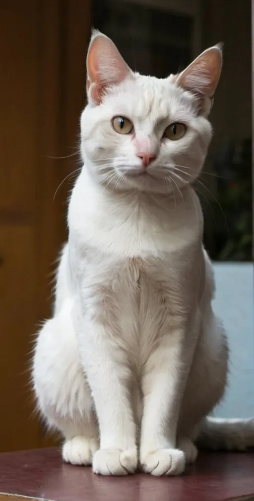 Prompt: a cat is sitting on a table