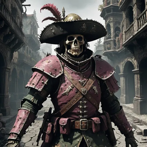 Prompt: spanish soldier conquistador, infected by nurgle, on a azteca city, bloodborne style