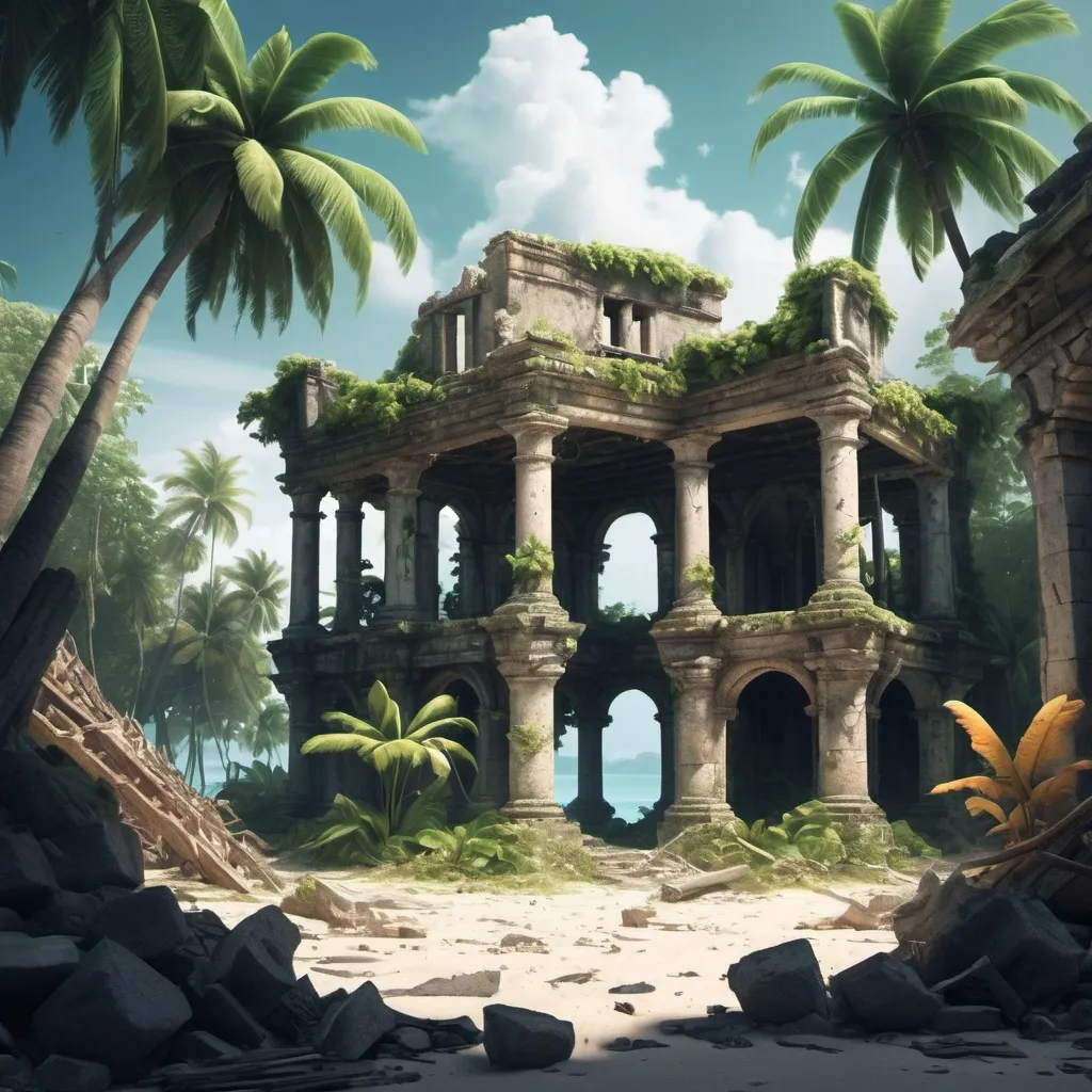 Prompt: Tropical island ruins