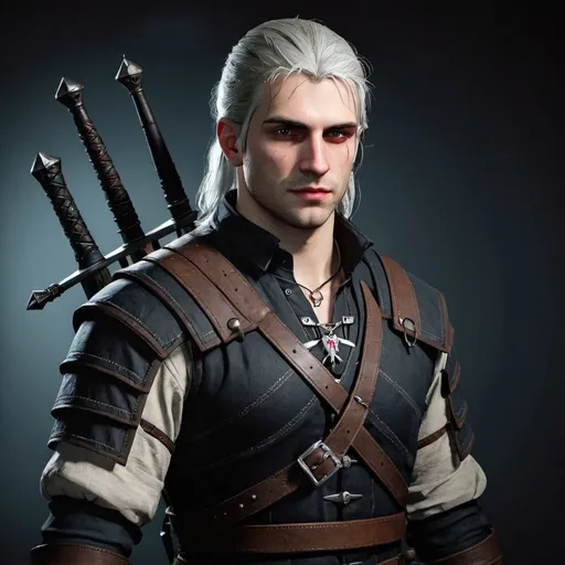 Prompt: young male witcher in a modern-day witcher gear 