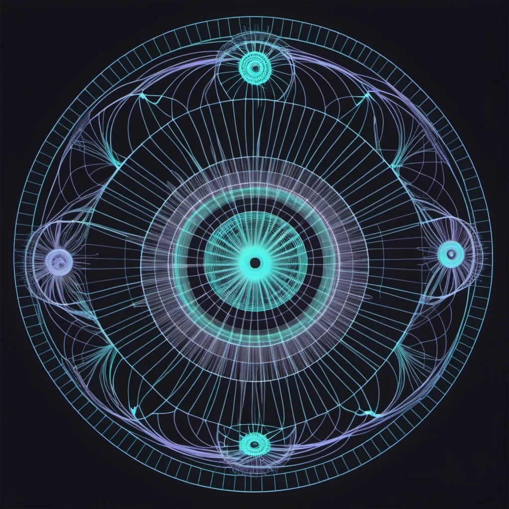 Prompt: ghost gnomes were using a spirograph to control 2000s winamp visualizers in Kurzgesadt animation style
