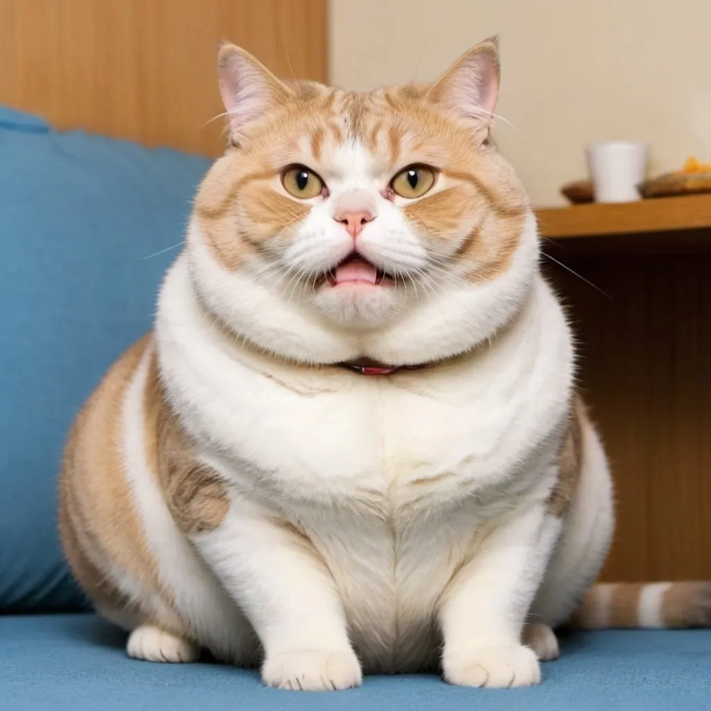 Prompt: Very fat, funny and cute cat