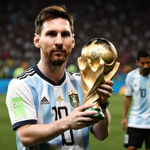 Prompt: Lionel Messi with the World Cup