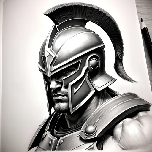 Prompt: pencil sketch of spartan
