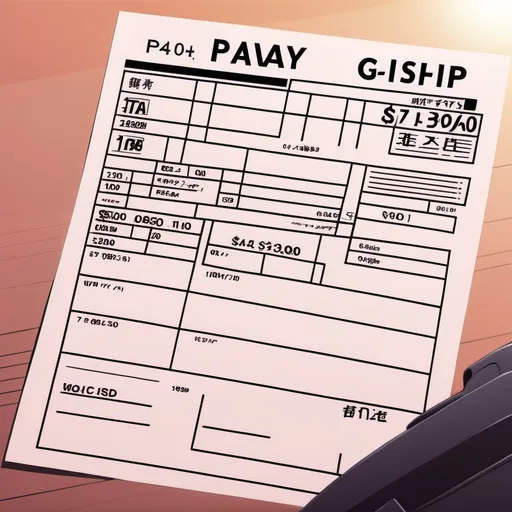 Prompt: (Anime style image), of a pay slip 