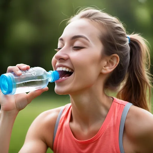 Prompt: s'hydrater booste ivotre humeur 1 personnage aigri puis il boit dans une gourde puis il devient heureux 