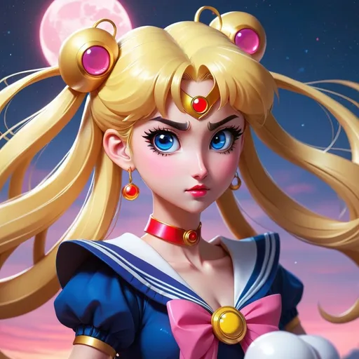 Prompt: Create a stylized anime-themed fantasy image of Sailor moon
