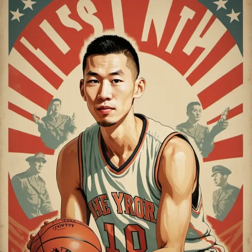 Prompt: linsanity 1940s style propaganda poster


