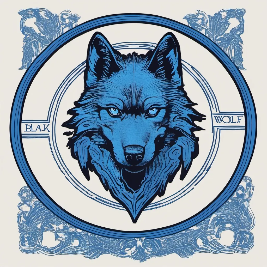 Prompt: t-shirt, blak wolf logo with "blue arms" written underneath