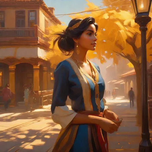 Prompt: Third person, girl, gameplay, golden atmosphere, cartoony style, extremely detailed painting by Greg Rutkowski and by Henry Justice Ford and by Steve Henderson 