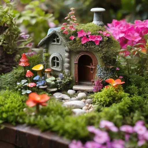 Prompt: fairy garden old photograph explodeng with color and vividness