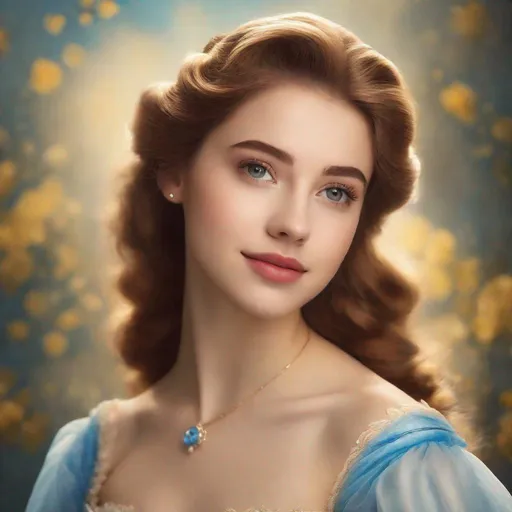Prompt: a young woman, in the style of an early disney movie like belle or cinderella