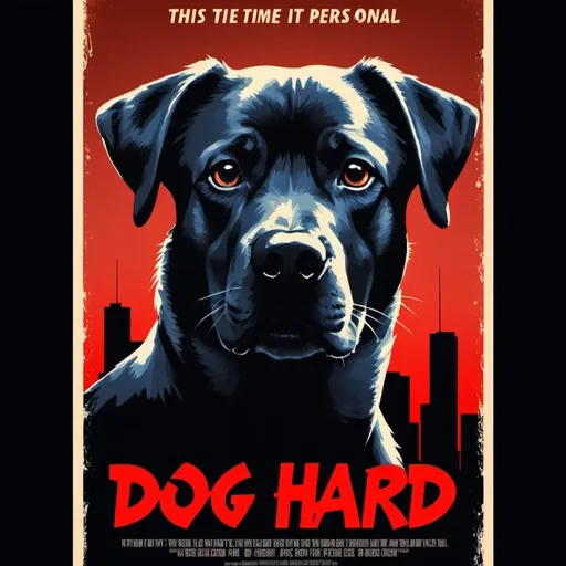 Prompt: Create a movie poster in style of die hard , titled “Dog Hard 2”. Include text  “This time it’s personal”