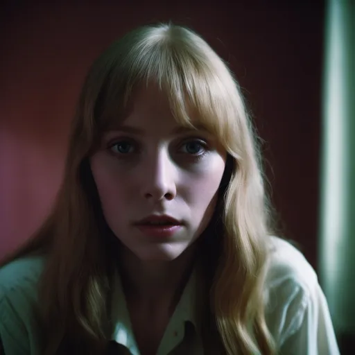 Prompt: Cinematic Dario Argento inspired Lovecraftian still, Sissy Spacek as pretty but awkward blonde 21 year old high school student psychic from the 1970's waves of psychic energy coming from her eyes, 64 megapixels, perfect composition, photorealistic and hyperdetailed