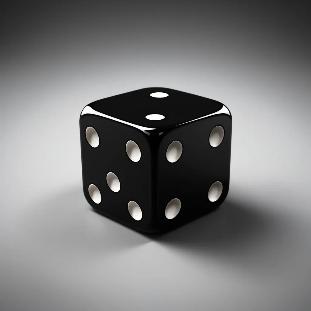 Prompt: single black 3d tilted dice