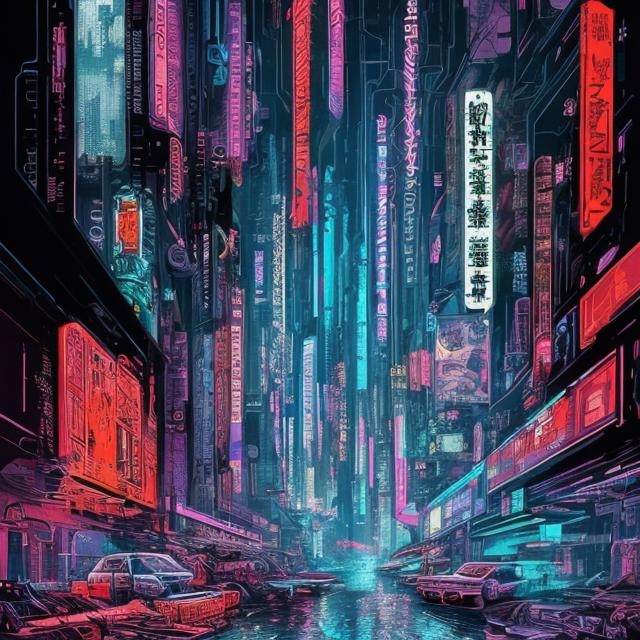 Prompt: colleage of art from all time in cyberpunk style

