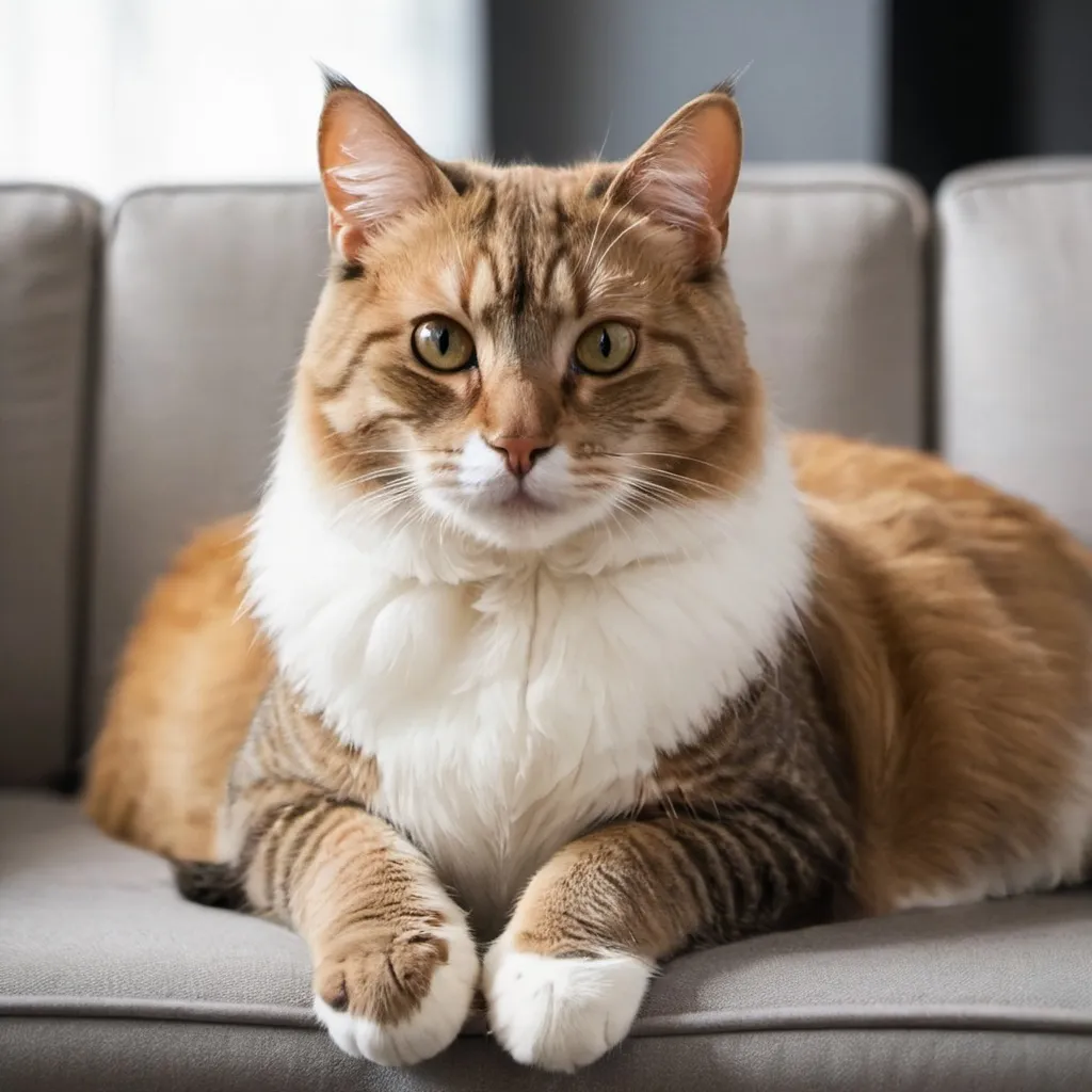 Prompt: Beautiful cat sitting on a couch 