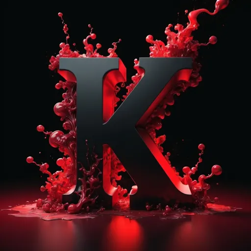 Prompt: a red letter k is shown in the dark with a black background and a red light behind it that is shining, Alberto Seveso, letterism, 8 k render, a 3D render