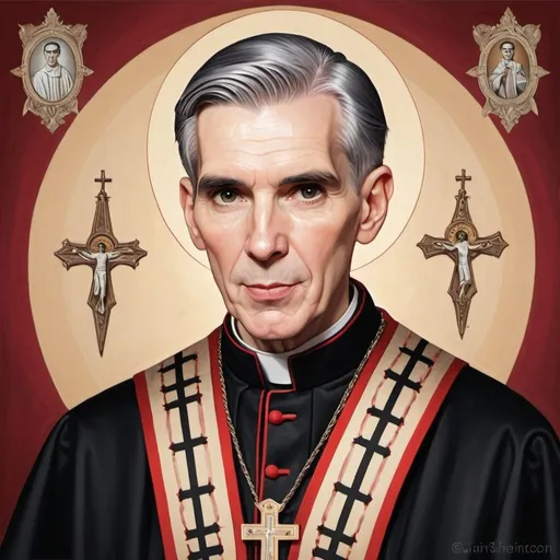 Prompt: Saint Fulton Sheen in the style of iconography