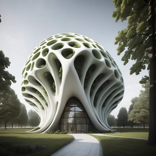 Prompt: alien architecture, porcelain, biophilic