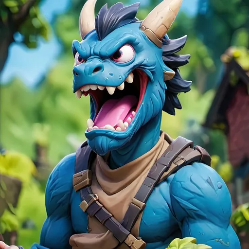 Prompt: blue dragon to play fortnite