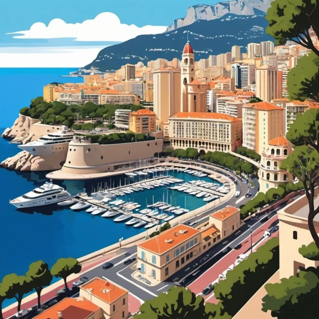 Prompt: cartoonized image depicting the beauty of Monaco 