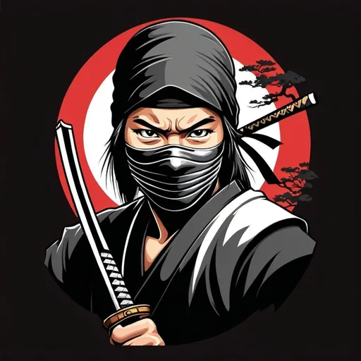 Prompt: japanese ninja vectored art for t shirt