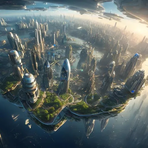Prompt: 
"Imagine a breathtaking floating city, suspended high above the Earth's surface, where cutting-edge technology and eco-friendly innovation combine to create a utopian metropolis. Describe this remarkable city and the way it hovers gracefully in the sky, capturing the essence of a future where humanity has reached new heights in sustainable urban living."