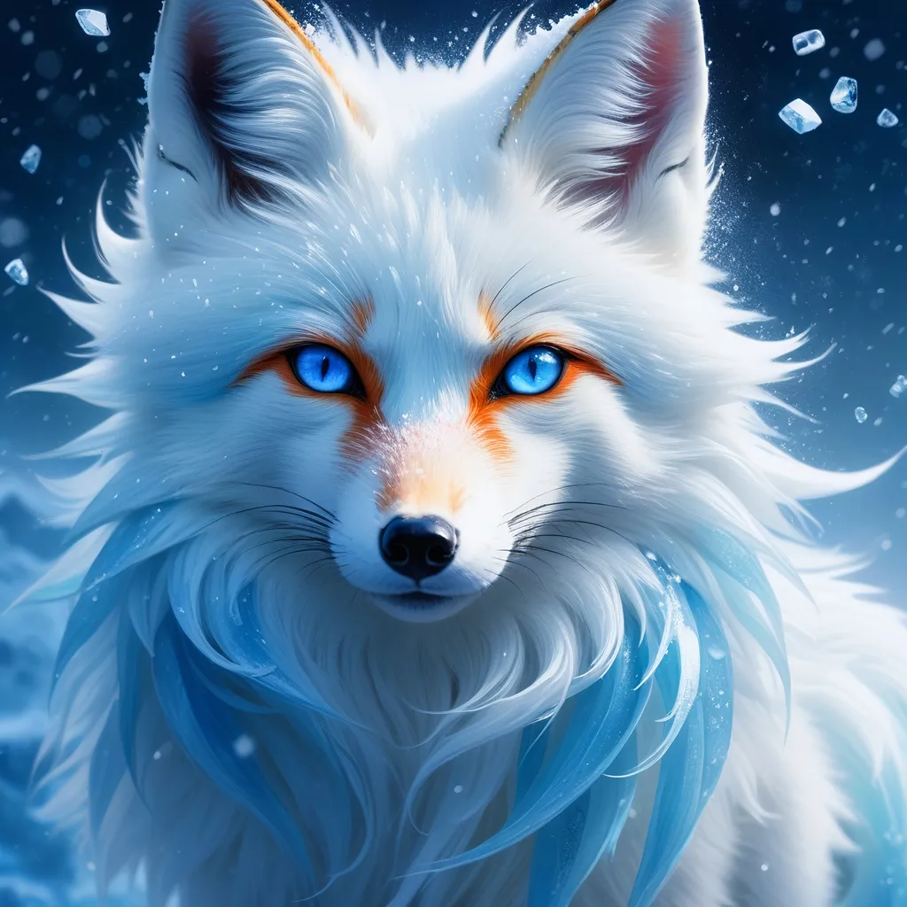 ice elemental fox, feral fox, kyubi no kitsune, nine… | OpenArt