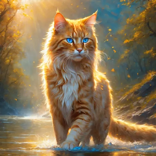 Warrior Cat with Shimmering Water · Creative Fabrica