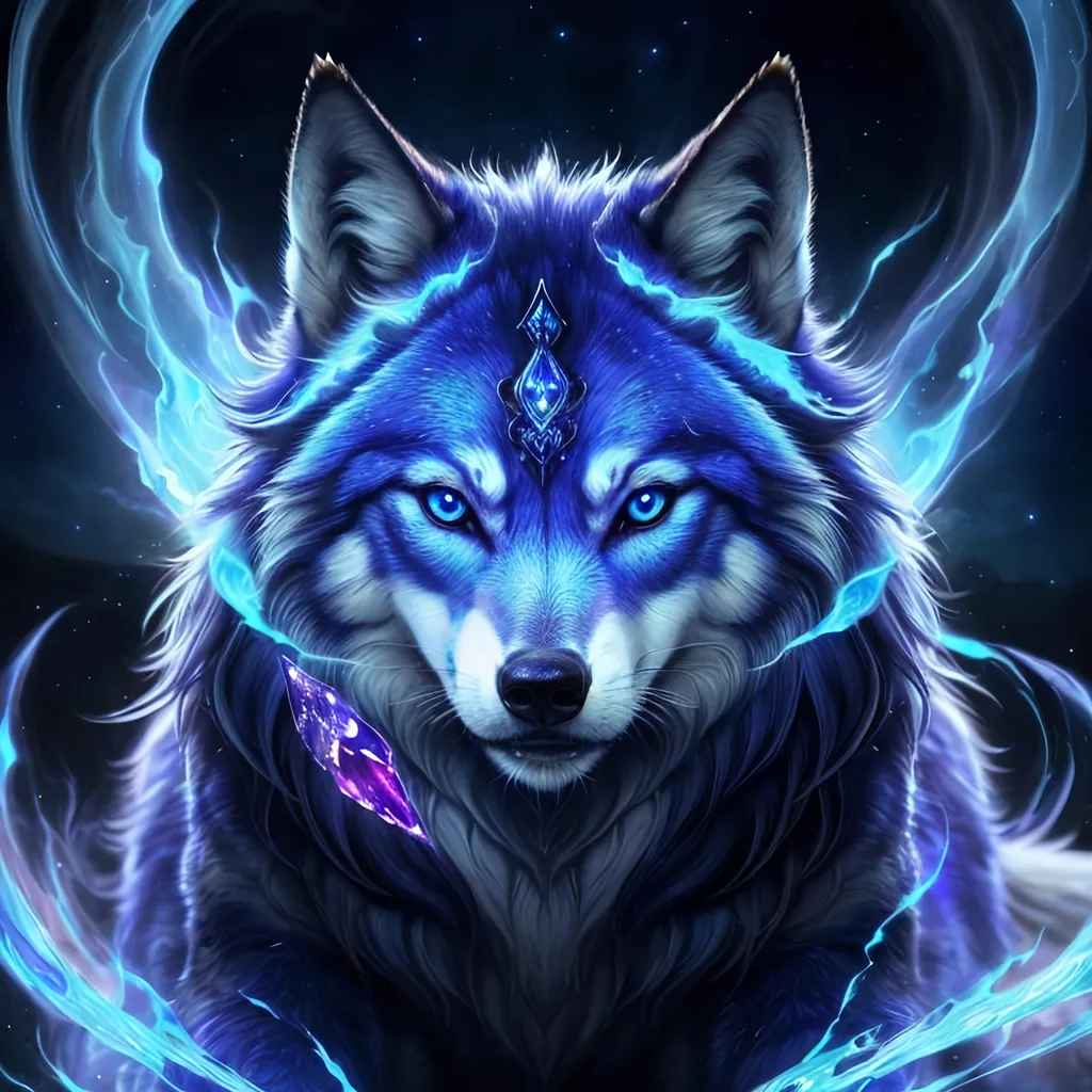 Prompt: insanely beautiful (wolf), ancient, celestial guardian, quadrupedal canine, growling, glaring at viewer, global illumination, psychedelic colors, illusion, finely detailed, stunning sapphire blue eyes, calm, detailed face, beautiful detailed eyes, beautiful defined detailed legs, beautiful detailed shading, stunning, hyper detailed face, hyper detailed eyes, masterpiece, epic anime scenery, professional oil painting, epic digital art, best quality, bulky, plump, highly detailed body, glaring at viewer, (lightning halo), tilted halo, {body crackling with lightning}, billowing wild fur, dense billowing mane, lilac magic fur highlights, majestic wolf queen, magic jewels on forehead, presenting magic jewel, lightning blue eyes, flaming eyes, ice element, (auroras) fill the sky, (ice storm), crackling lightning, (lightning halo), tilted halo, corona behind head, highly detailed pastel clouds, lightning charged atmosphere, full body focus, presenting magical jewel, beautifully detailed background, cinematic, Yuino Chiri, Anne stokes, Kentaro Miura, 64K, UHD, intricate detail, high quality, high detail, golden ratio, symmetric, masterpiece, intricate facial detail, high quality, detailed face, intricate quality, intricate eye detail, highly detailed, high resolution scan, intricate detailed, highly detailed face, very detailed, high resolution, medium close up, close up