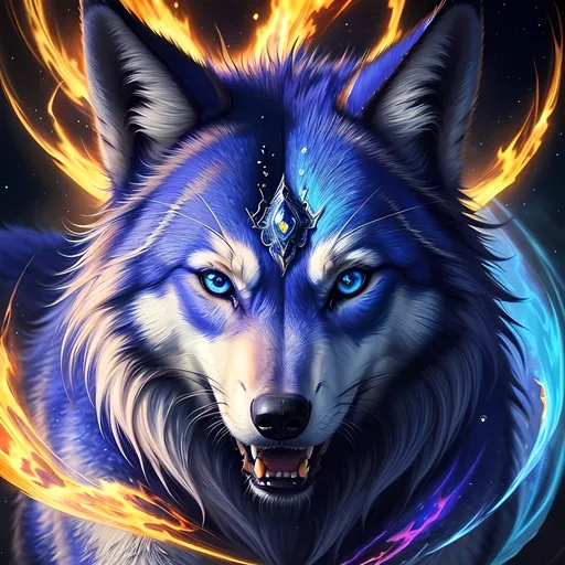 Prompt: insanely beautiful (wolf), ancient, celestial guardian, quadrupedal canine, growling, glaring at viewer, global illumination, psychedelic colors, illusion, finely detailed, stunning sapphire blue eyes, calm, detailed face, beautiful detailed eyes, beautiful defined detailed legs, beautiful detailed shading, stunning, hyper detailed face, hyper detailed eyes, masterpiece, epic anime scenery, professional oil painting, epic digital art, best quality, bulky, plump, highly detailed body, glaring at viewer, (lightning halo), tilted halo, {body crackling with lightning}, billowing wild fur, dense billowing mane, lilac magic fur highlights, majestic wolf queen, magic jewels on forehead, presenting magic jewel, lightning blue eyes, flaming eyes, ice element, (auroras) fill the sky, (ice storm), crackling lightning, (lightning halo), tilted halo, corona behind head, highly detailed pastel clouds, lightning charged atmosphere, full body focus, presenting magical jewel, beautifully detailed background, cinematic, Yuino Chiri, Anne stokes, Kentaro Miura, 64K, UHD, intricate detail, high quality, high detail, golden ratio, symmetric, masterpiece, intricate facial detail, high quality, detailed face, intricate quality, intricate eye detail, highly detailed, high resolution scan, intricate detailed, highly detailed face, very detailed, high resolution, medium close up, close up