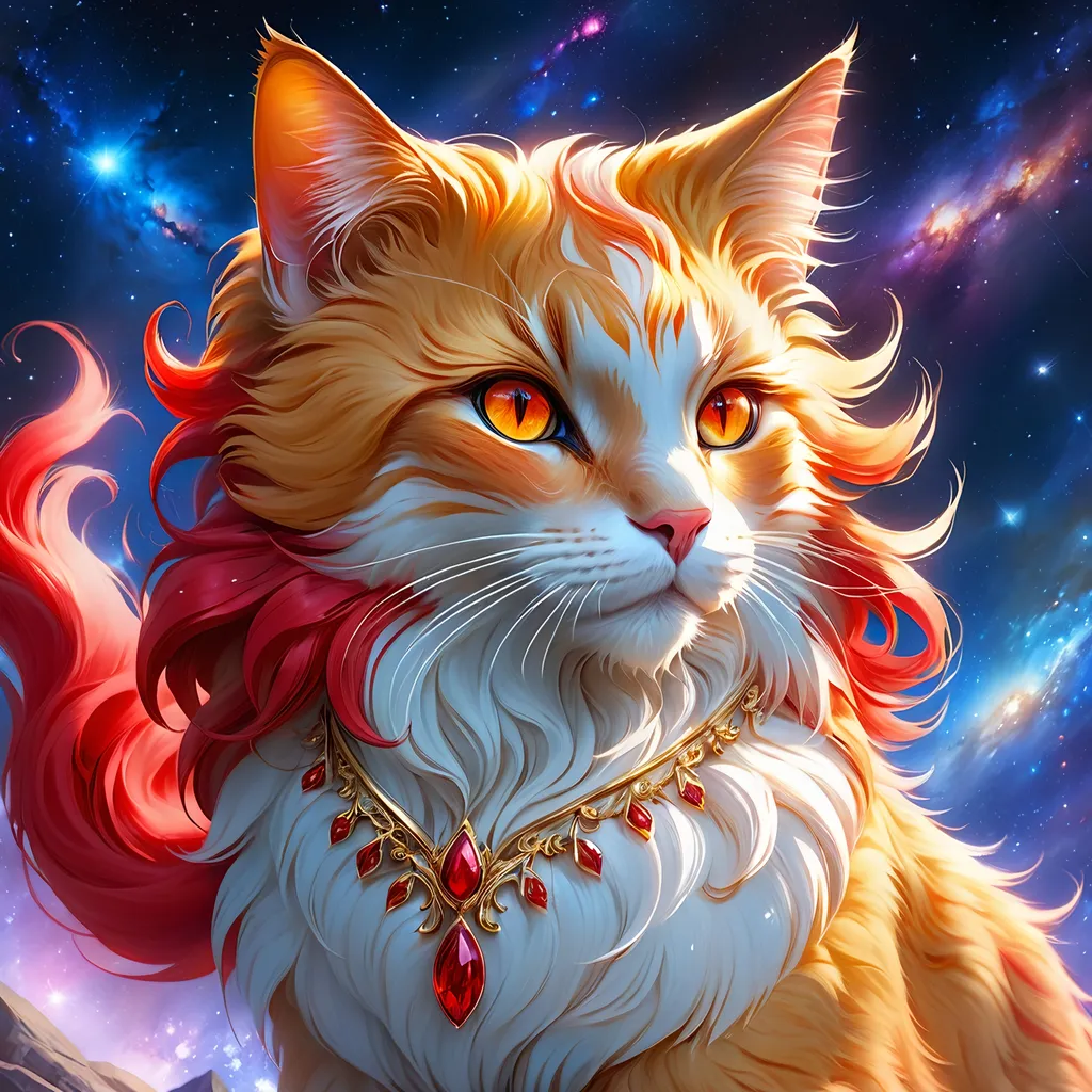 clawmaster (cat) with {scarlet fur} and {ruby red ey... | OpenArt