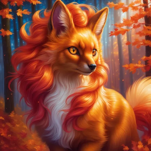 {Vulpix}, gleaming hypnotic {garnet brown eyes}, fla... | OpenArt