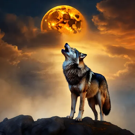 Prompt: epic wolf howling at {golden moon}, billowing wild fur, haunting orange eyes, 64k, realistic, photograph, spooky, haunting, foggy, studio lighting, highly detailed, intricately detailed, hyper realism, cinematic, highly detailed background