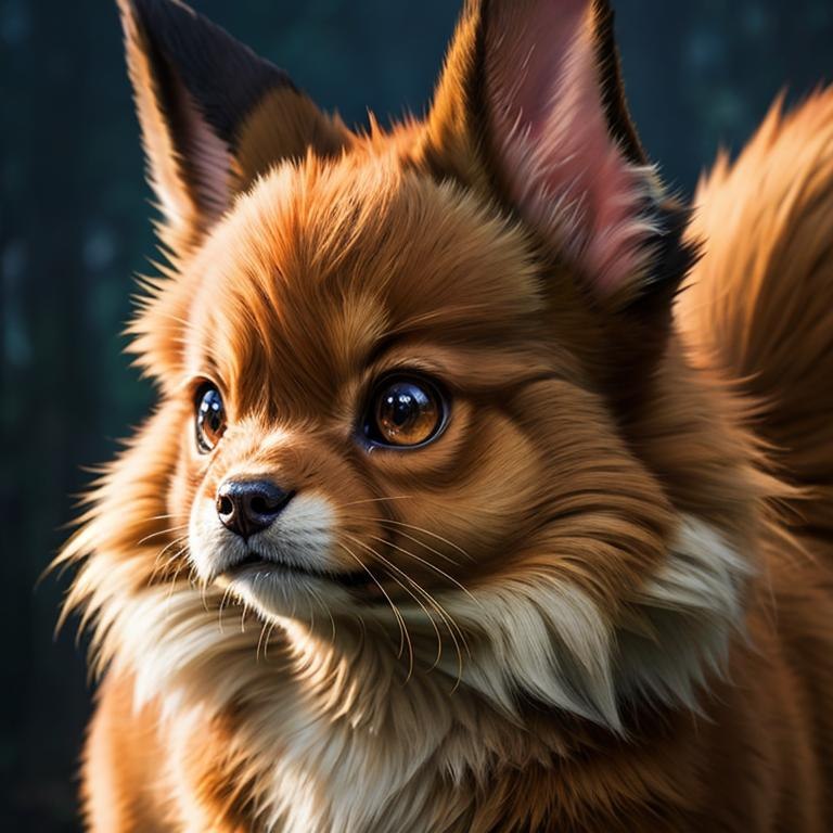 Prompt: Eevee, growling, detailed artwork, portrait, 8k, detailed background