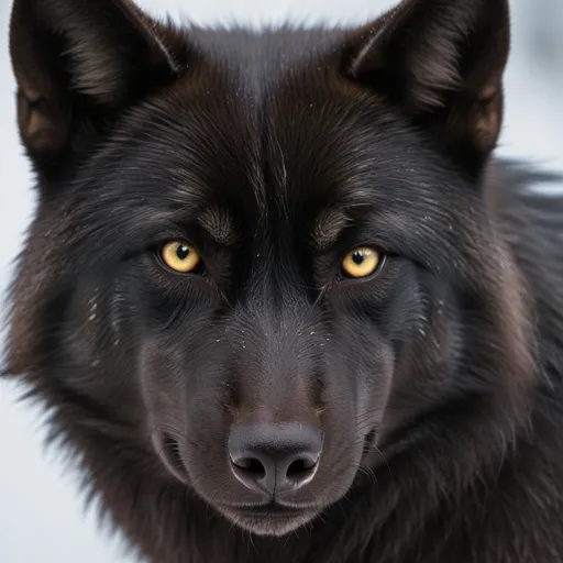 Prompt: black wolf close-up detailed eyes