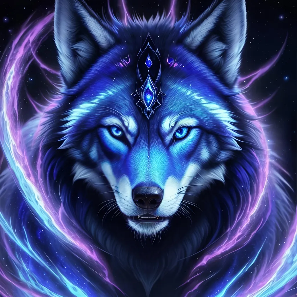 Prompt: insanely beautiful (wolf), ancient, celestial guardian, quadrupedal canine, growling, glaring at viewer, global illumination, psychedelic colors, illusion, finely detailed, stunning sapphire blue eyes, calm, detailed face, beautiful detailed eyes, beautiful defined detailed legs, beautiful detailed shading, stunning, hyper detailed face, hyper detailed eyes, masterpiece, epic anime scenery, professional oil painting, epic digital art, best quality, bulky, plump, highly detailed body, glaring at viewer, (lightning halo), tilted halo, {body crackling with lightning}, billowing wild fur, dense billowing mane, lilac magic fur highlights, majestic wolf queen, magic jewels on forehead, presenting magic jewel, lightning blue eyes, flaming eyes, ice element, (auroras) fill the sky, (ice storm), crackling lightning, (lightning halo), tilted halo, corona behind head, highly detailed pastel clouds, lightning charged atmosphere, full body focus, presenting magical jewel, beautifully detailed background, cinematic, Yuino Chiri, Anne stokes, Kentaro Miura, 64K, UHD, intricate detail, high quality, high detail, golden ratio, symmetric, masterpiece, intricate facial detail, high quality, detailed face, intricate quality, intricate eye detail, highly detailed, high resolution scan, intricate detailed, highly detailed face, very detailed, high resolution, medium close up, close up